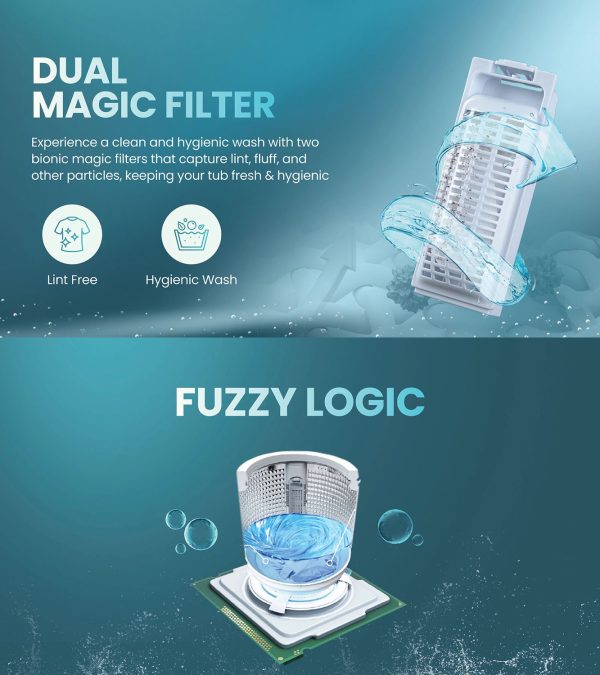 Haier 5 Star 9 Kg Fully Automatic Top Load Washing, 15 Wash Program, Anti Scaling Technology, Oceanus Wave Drum, Toughened glass, Softfall Technology, Dual Magic Filter, Black, HWM90-H688BK