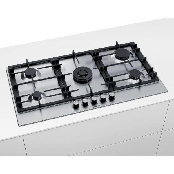 Bosch 6 Series Gas Hob 90 Cm, Stainless Steel 5 Burner (Built In) Gas Hob, Stainless Steel, Pcq9B5O90I