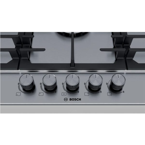 Bosch 6 Series Gas Hob 90 Cm, Stainless Steel 5 Burner (Built In) Gas Hob, Stainless Steel, Pcq9B5O90I