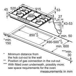 Bosch 6 Series Gas Hob 90 Cm, Stainless Steel 5 Burner (Built In) Gas Hob, Stainless Steel, Pcq9B5O90I