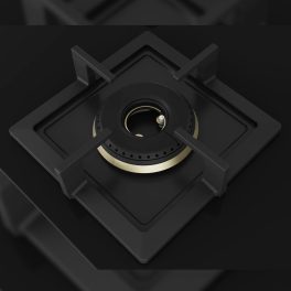 Bosch Series 6 Built in Gas Hob Black Tempered glass, 3 Burner Auto Ignition 75 cm Full Brass 3D Ring Burners with Matt Black Heat Shields-Cast Iron pan supports, Black, PND7B6G20I