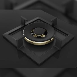 Bosch Series 6 Built in Gas Hob Black Tempered glass, 3 Burner Auto Ignition 75 cm Full Brass 3D Ring Burners with Matt Black Heat Shields-Cast Iron pan supports, Black, PND7B6G20I