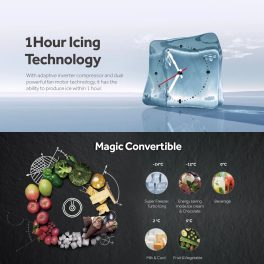 Haier 328 L 2 Star Frost Free Top Mount Double Door Refrigerator, 10-in-1 Convertible, Triple Inverter & Dual Fan Motor Technology, Twist Ice Maker, Nickel Steel, HRF-3782BNS-P