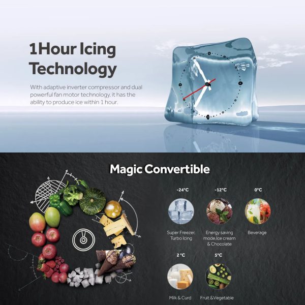 Haier 328 L 2 Star Frost Free Top Mount Double Door Refrigerator, 10-in-1 Convertible, Triple Inverter & Dual Fan Motor Technology, Twist Ice Maker, Nickel Steel, HRF-3782BNS-P
