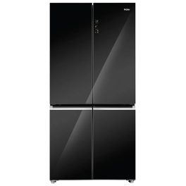 Haier 630L Lumiere French 4 Door Side by Side Frost Free Refrigerator, Convertible Magic Zone, Wi-Fi, Inverter, Colourful Display Panel, Motion Sensor, My zone, Sun Lit Interior, Black Glass, HRB-700KGU1