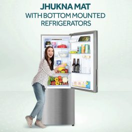 Haier 265L, 2 Star Bottom Mounted Frost Free Refrigerator with 8-in-1 Convertible and Turbo Icing, Nickel Steel, HRB-3152IBNS-P