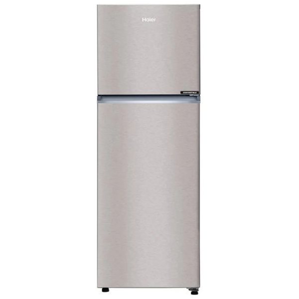Haier 240L 2 Star Frost Free Top Mount Double Door Refrigerator, 200% Faster Ice Making in 49 Minutes, Twin Energy Saving Modes, Burshline Silver, HRF-2902IBBS-P