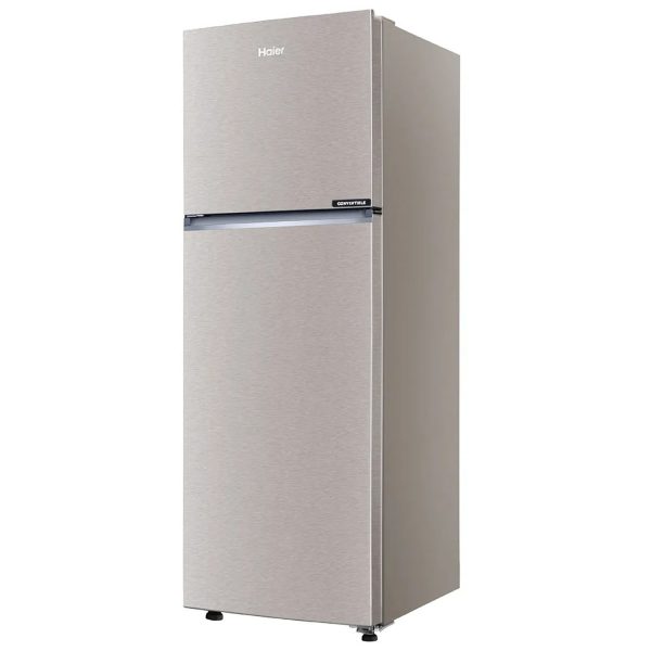 Haier 240L 2 Star Frost Free Top Mount Double Door Refrigerator, 200% Faster Ice Making in 49 Minutes, Twin Energy Saving Modes, Burshline Silver, HRF-2902IBBS-P