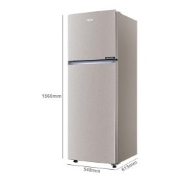 Haier 240L 2 Star Frost Free Top Mount Double Door Refrigerator, 200% Faster Ice Making in 49 Minutes, Twin Energy Saving Modes, Burshline Silver, HRF-2902IBBS-P