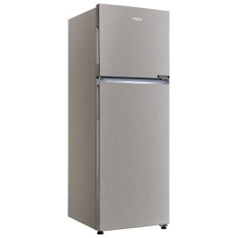 Haier 240L 2 Star Frost Free Top Mount Double Door Refrigerator, 200% Faster Ice Making in 49 Minutes, Twin Energy Saving Modes, Burshline Silver, HRF-2902IBBS-P