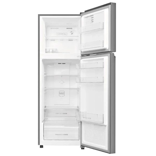 Haier 240L 2 Star Frost Free Top Mount Double Door Refrigerator, 200% Faster Ice Making in 49 Minutes, Twin Energy Saving Modes, Burshline Silver, HRF-2902IBBS-P
