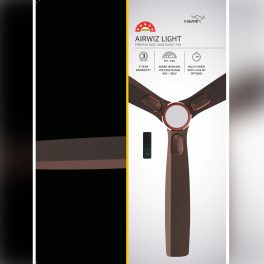 V-Guard 5 Star 1200 mm Premium High Speed Ceiling Fan, 6W LED Under Light (48") 370 RPM with 3 Year Warranty BLDC Motor with Remote, Elegance Brown Matt, Airwiz Light