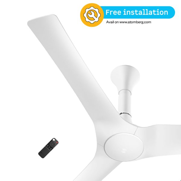 Atomberg Smart 1200mm BLDC Ceiling Fan with IoT & Remote, 5-star rated, Best-in-class Air Delivery, Silent Operation, ABS Blades, Energy Efficient, Pearl White, Aris Gladius