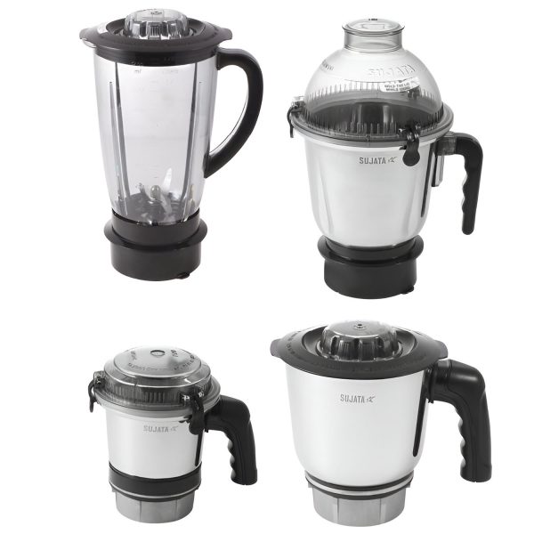 Sujata 1000 Watt 4 Jar Mixer Grinder with Pulse Action, Unbreakable Handle and Coconut Milk Extractor, MG03