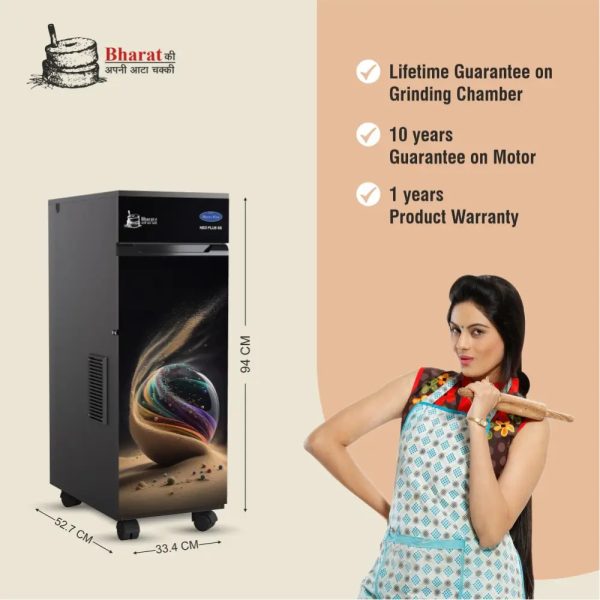Lucky Mycrofine Aata Chakki 6.5 Kg Fully Automatic Domestic Flour Mill, Sand Marble, Neo Plus SS VC
