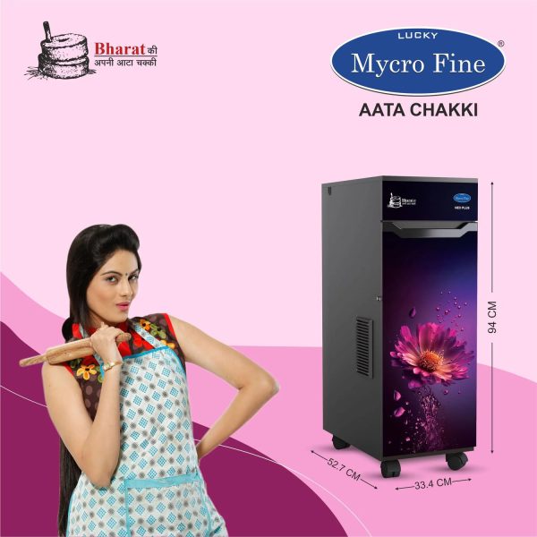 Lucky Mycrofine-Inbuilt Vacuum Aata Chakki Fully Automatic Domestic Flour Mill, Magenta Mist, Neo Plus VC