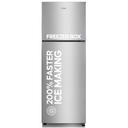 Haier 240L 2 Star Frost Free Top Mount Double Door Refrigerator, Cool Pad, 200% Faster Ice Making in 49 Minutes, Twin Energy Saving Modes, Moon Silver, HRF-2902EMS-P