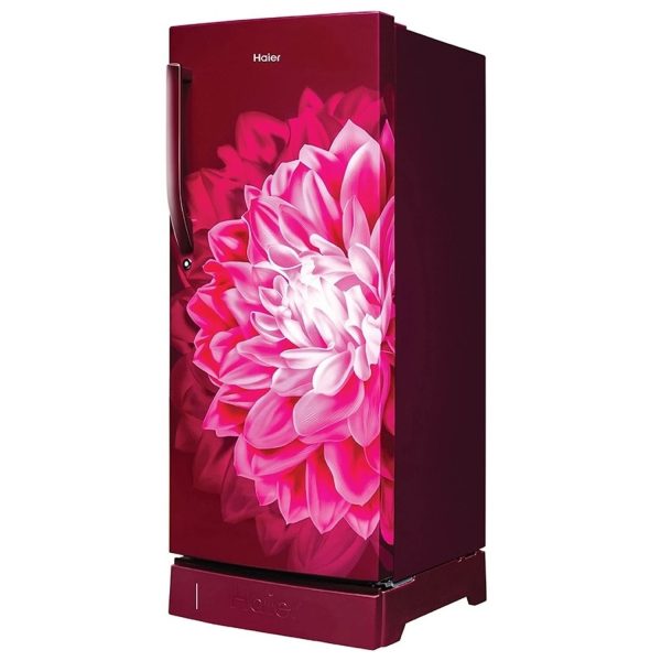 Haier 190 L, 3 Star, Direct Cool Single Door Refrigerator with Base Drawer, One Hour Icing Technology, Stabilizer Free Operation, Red Dahelia, HRD-2103PRD-P