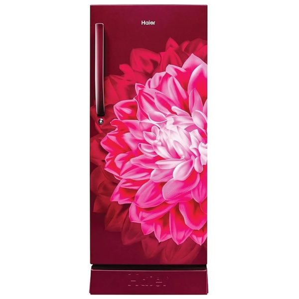 Haier 190 L, 3 Star, Direct Cool Single Door Refrigerator with Base Drawer, One Hour Icing Technology, Stabilizer Free Operation, Red Dahelia, HRD-2103PRD-P