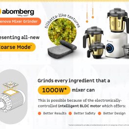 Atomberg Mixer Grinder, Unique Coarse Mode for Silbatta-like Texture, Intelligent BLDC Motor, Safety Features, 4 Jars including Chopper, Hands-Free Operation (Heritage Brass-Pearl White) Zenova