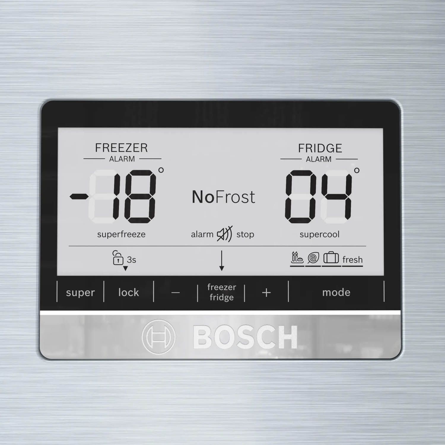 Bosch 4 Star 641 Litre 6 Series No-Frost Double Door Refrigerator, Vita Fresh, 14 hour Storage Period of Power Failure, Brushed steel, KDN86AID0I Bosch 4 Star 641 Litre 6 Series No-Frost Double Door Refrigerator, Vita Fresh, 14 hour Storage Period of Power Failure, Brushed steel, KDN86AID0I