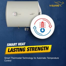 V-Guard 10 Litre Storage Water Heater with 3 Star Rating, Adjustable knob for temperature setting and 8 Bar Pressure, 2 Year product warranty, White, ECH Sleek