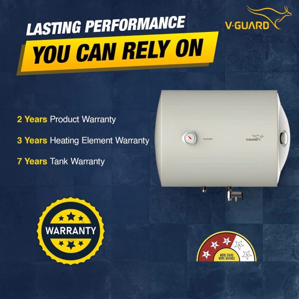 V-Guard 10 Litre Storage Water Heater with 3 Star Rating, Adjustable knob for temperature setting and 8 Bar Pressure, 2 Year product warranty, White, ECH Sleek