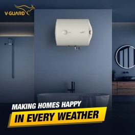 V-Guard 10 Litre Storage Water Heater with 3 Star Rating, Adjustable knob for temperature setting and 8 Bar Pressure, 2 Year product warranty, White, ECH Sleek