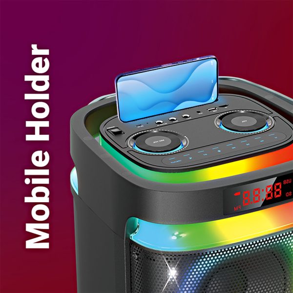 AKAI Wireless Party Speaker, 240W RMS, 10'' x 2 Woofer, Karaoke, Guitar Input, RGB LED Lights, Digital Display, TWS Function, Black, PM-2400Max