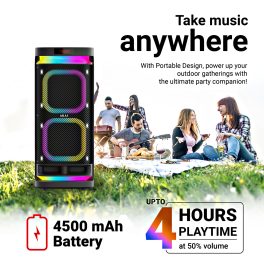 AKAI Wireless Party Speaker, 240W RMS, 10'' x 2 Woofer, Karaoke, Guitar Input, RGB LED Lights, Digital Display, TWS Function, Black, PM-2400Max