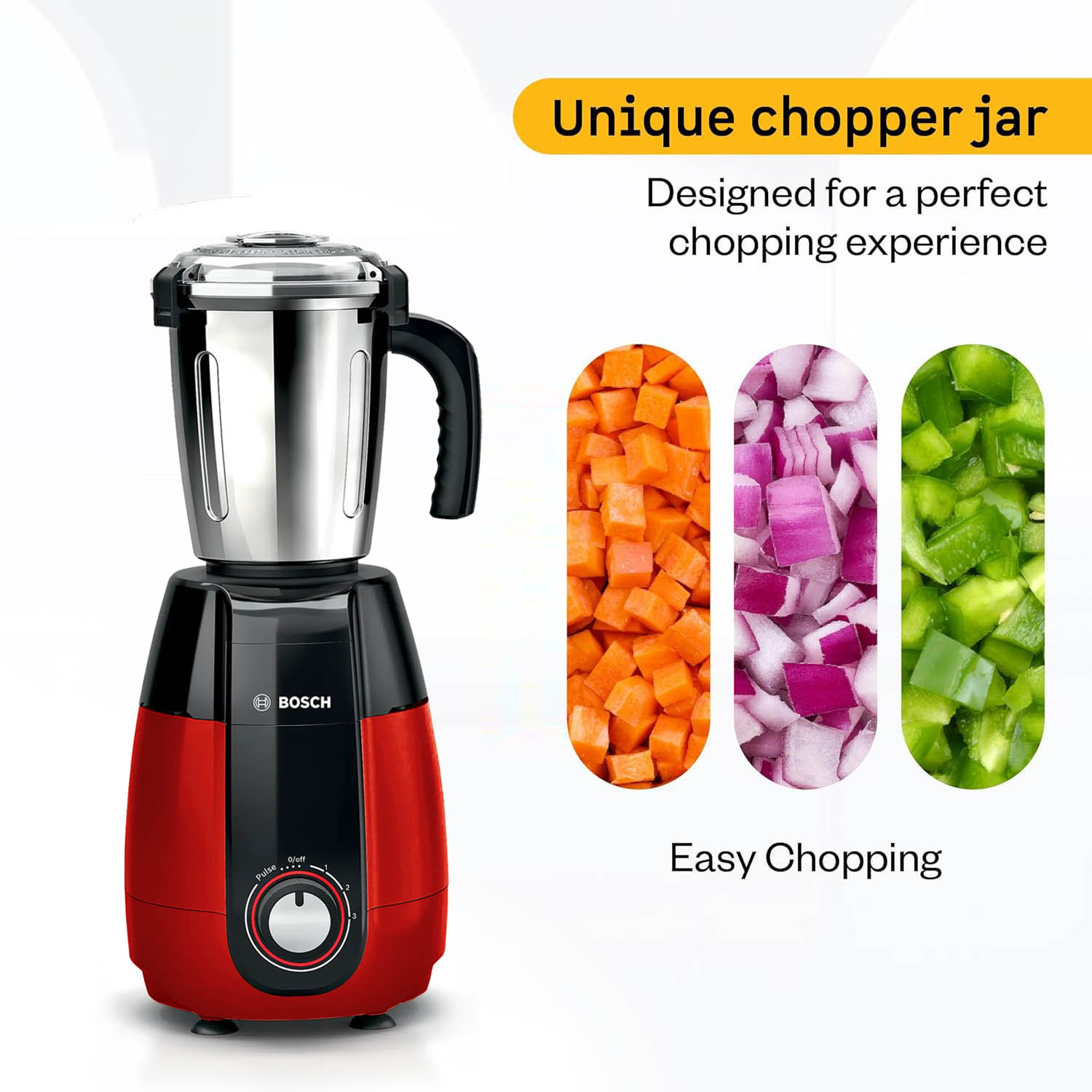 Bosch TrueMixx Pro 1000 W mixer grinder, Robust motor and specialized blunt pounding blade technology, unique lid-locks, Red-Black, MGM8842RIN Bosch TrueMixx Pro 1000 W mixer grinder, Robust motor and specialized blunt pounding blade technology, unique lid-locks, Red-Black, MGM8842RIN