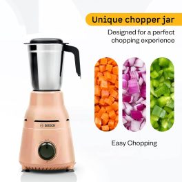 Bosch TrueMixx 750 W 3 Jar, Stainless steel blades for high performance wet, dry and chutney grinding Mixer Grinder, Peach, MG4413C4PI
