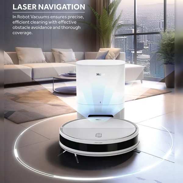 Haier F55240E Robot Vacuum Cleaner With 5 Maps Memory & Strong Battery Life, Auto Empty Dust Box, White, CIVIC X11 PRO
