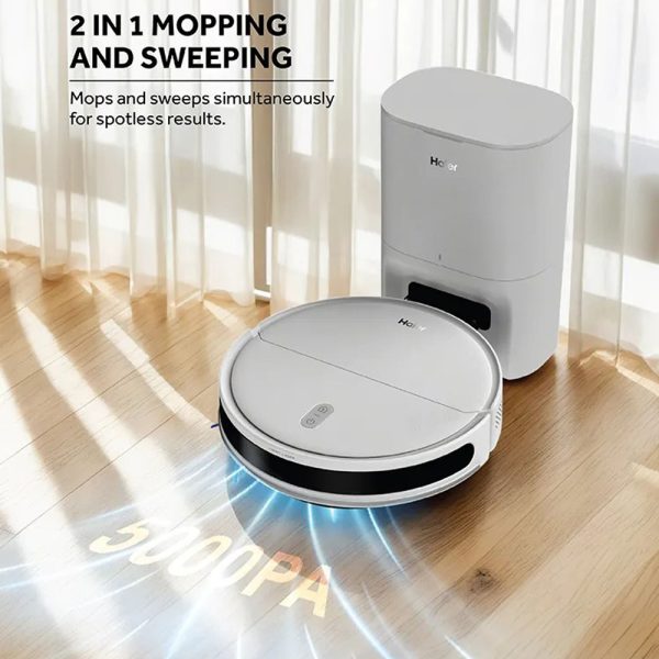 Haier F55240E Robot Vacuum Cleaner With 5 Maps Memory & Strong Battery Life, Auto Empty Dust Box, White, CIVIC X11 PRO