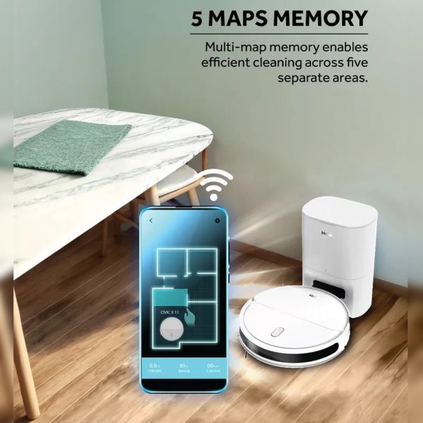 Haier F55240E Robot Vacuum Cleaner With 5 Maps Memory & Strong Battery Life, Auto Empty Dust Box, White, CIVIC X11 PRO