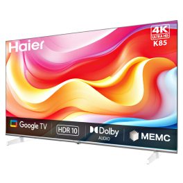 Haier 4K Ultra HD K85 Series 189cm(75) Smart Google TV, with Dolby Vision Atmos and Hands Free Voice Control, Google Assistant & MEMC, Silver, H75K85FUX