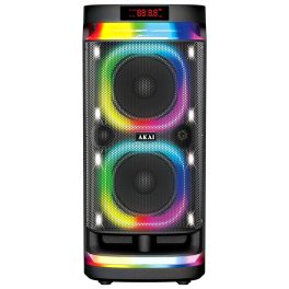AKAI Wireless Party Speaker, 240W RMS, 10'' x 2 Woofer, Karaoke, Guitar Input, RGB LED Lights, Digital Display, TWS Function, Black, PM-2400Max