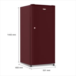 Whirlpool 180 Litre 1 Star Single Door Refrigerator, Toughened Glass Shelve, Wine, 200 GENIUS CLS Plus-ZG