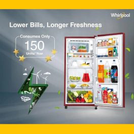 Whirlpool 180 Litre 1 Star Single Door Refrigerator, Toughened Glass Shelve, Wine, 200 GENIUS CLS Plus-ZG