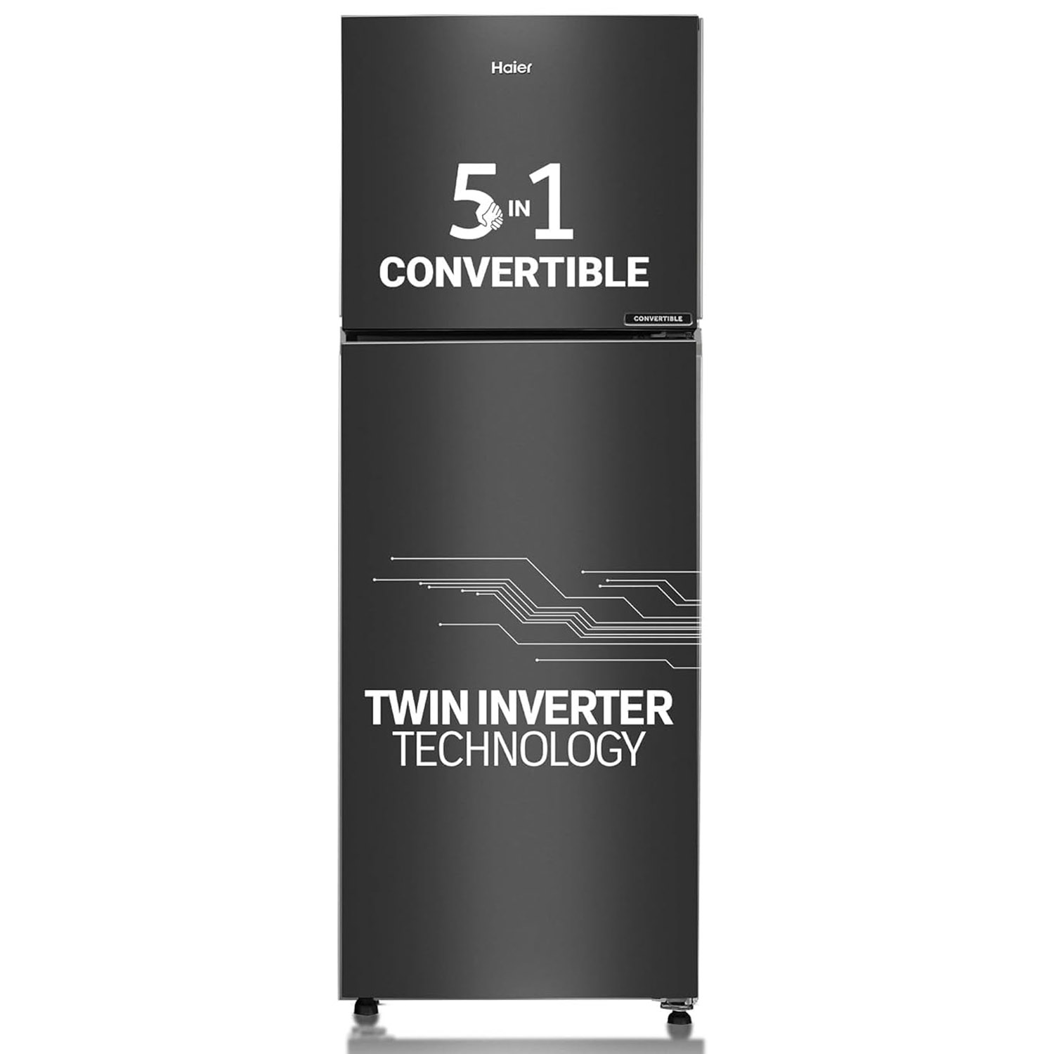 Haier 240L 2 Star Frost Free Top Mount Double Door Refrigerator, 5 In 1 Convertible Modes, Twin Inverter, 200% Faster Ice Making in 49 Minutes, GE Black, HRF-2902IBGB-P Haier 240L 2 Star Frost Free Top Mount Double Door Refrigerator, 5 In 1 Convertible Modes, Twin Inverter, 200% Faster Ice Making in 49 Minutes, GE Black, HRF-2902IBGB-P