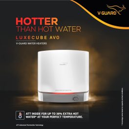 V-Guard 10Litre 5 Star Avo Storage Geyser, Up to 38% More Hot Water with Advanced Thermocline Technology, Luxe Glow Illumination, White, Luxecube