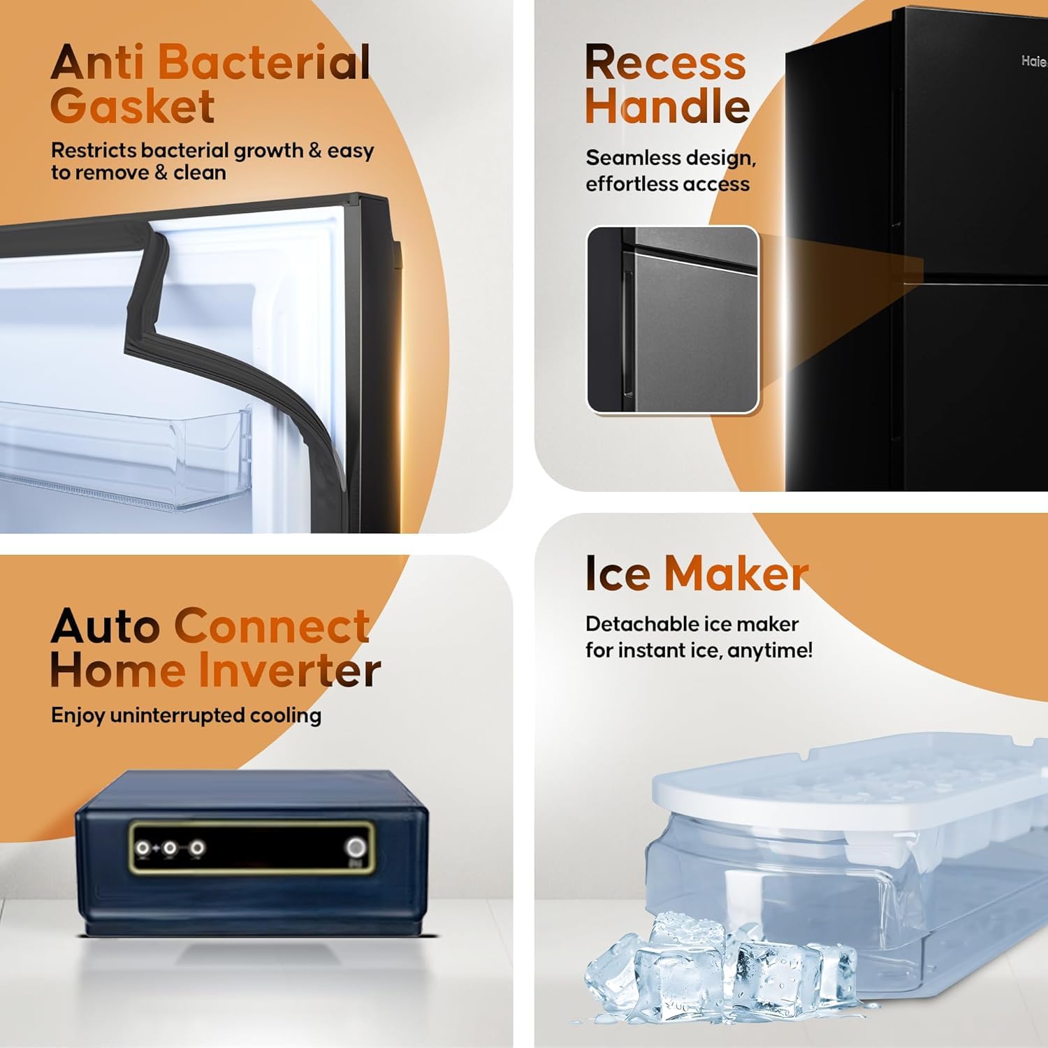 Haier 240L 2 Star Frost Free Top Mount Double Door Refrigerator, 5 In 1 Convertible Modes, Twin Inverter, 200% Faster Ice Making in 49 Minutes, GE Black, HRF-2902IBGB-P Haier 240L 2 Star Frost Free Top Mount Double Door Refrigerator, 5 In 1 Convertible Modes, Twin Inverter, 200% Faster Ice Making in 49 Minutes, GE Black, HRF-2902IBGB-P