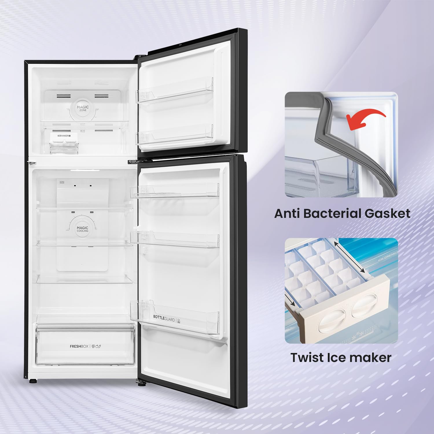 Haier 328 L, 3 Star, 10-in-1 Convertible, Frost Free Double Door Refrigerator, Triple Inverter & Dual Fan Motor Technology, Graphite Black, HRF-3782BLGK-P Haier 328 L, 3 Star, 10-in-1 Convertible, Frost Free Double Door Refrigerator, Triple Inverter & Dual Fan Motor Technology, Graphite Black, HRF-3782BLGK-P