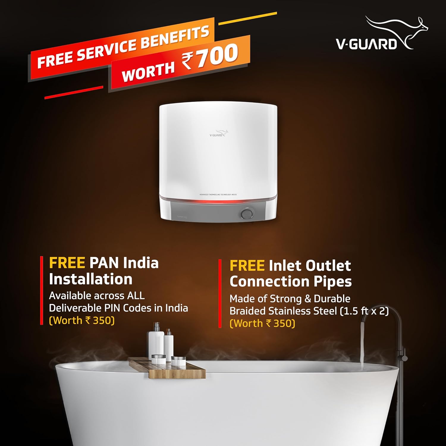 V-Guard 10Litre 5 Star Avo Storage Geyser, Up to 38% More Hot Water with Advanced Thermocline Technology, Luxe Glow Illumination, White, Luxecube V-Guard 10Litre 5 Star Avo Storage Geyser, Up to 38% More Hot Water with Advanced Thermocline Technology, Luxe Glow Illumination, White, Luxecube