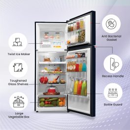 Haier 328 L, 3 Star, 10-in-1 Convertible, Frost Free Double Door Refrigerator, Triple Inverter & Dual Fan Motor Technology, Graphite Black, HRF-3782BLGK-P