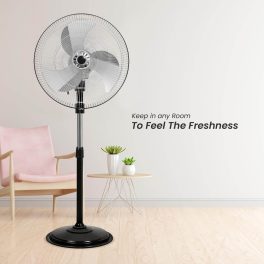 V-Guard Pedestal Fan (450MM),1350RPM, Black, Fanza MPF Delight Neo Steel