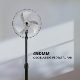 V-Guard Pedestal Fan (450MM),1350RPM, Black, Fanza MPF Delight Neo Steel