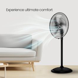 V-Guard Pedestal Fan (450MM),1350RPM, Black, Fanza MPF Delight Neo Steel