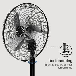 V-Guard Pedestal Fan (450MM),1350RPM, Black, Fanza MPF Delight Neo Steel
