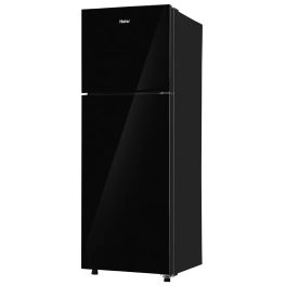 Haier 240L 2 Star Frost Free Top Mount Double Door Refrigerator, Cool Pad, 200% Faster Ice Making in 49 Minute, Black Glass, HRF-2902EKG-P